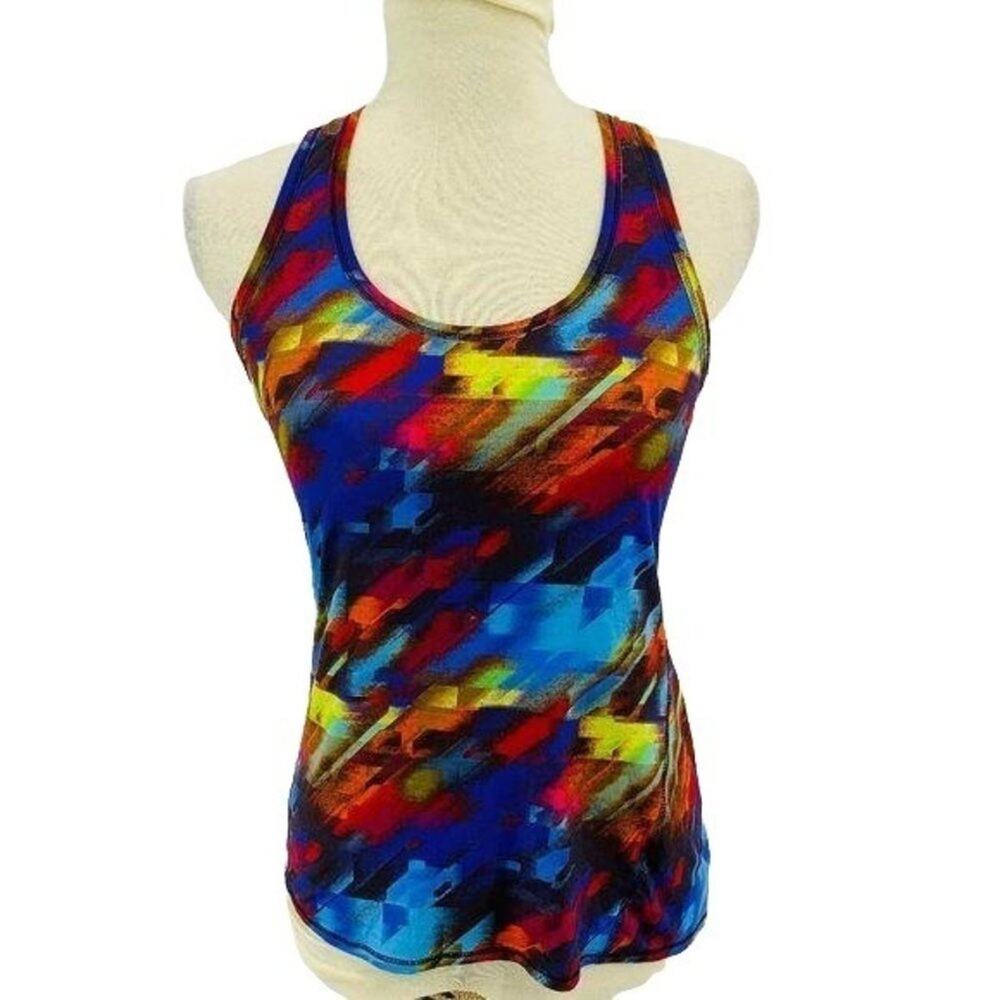 Athleta Chi Multi Colorburst Tank Xsmall Workout Unstinkable Pullover